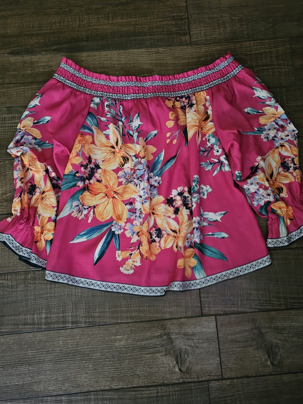 Pink Floral Off-Shoulder Blouse